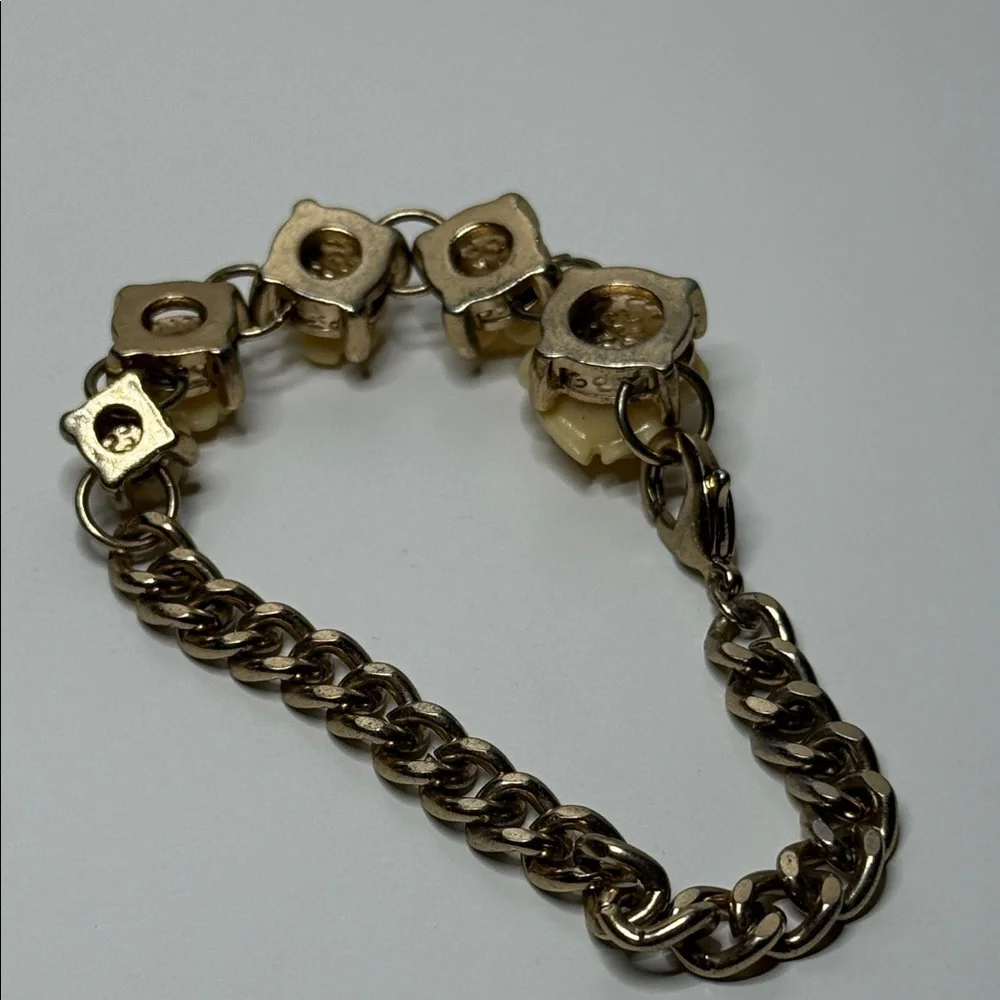 Vintage celluloid roses hard and soft chunky chain bracelet size 7